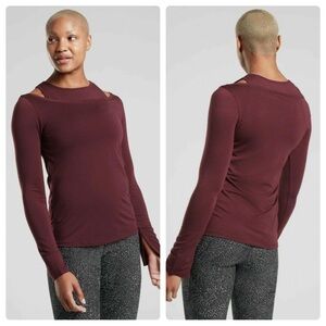 Athleta Burgundy Long Sleeve Top